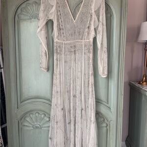 Zara Sheer White Long Sleeve Dress